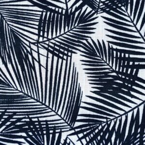 Cotton Blue Leaf Print Woven Fabric (FC-OA21)