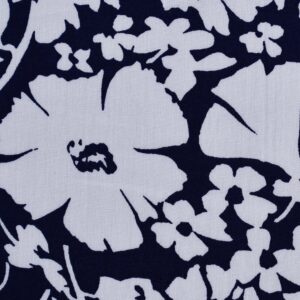 Cotton Navy Flower Print Fabric (FC-OA420)
