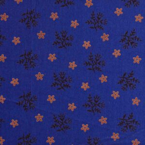 Satin Blue Cotton Flower Print Fabric (FC-OA442)