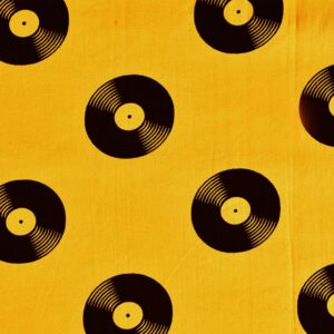 Cotton Yellow Black Circle Print Fabric (FC-OA8)