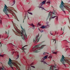 Cotton Rouge Pink Flower Print Woven Fabric (FC-SWP09)