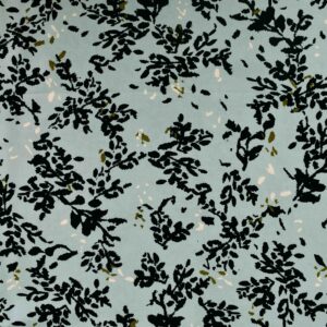 Ecovero Plain Black Flower Print Woven Fabric (FC-SRBD1281)