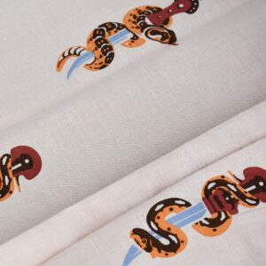Cotton Hemp Snake Print Woven Fabric (FC-475R)
