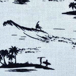Cotton White Beach Print Fabric (FC-OA156)
